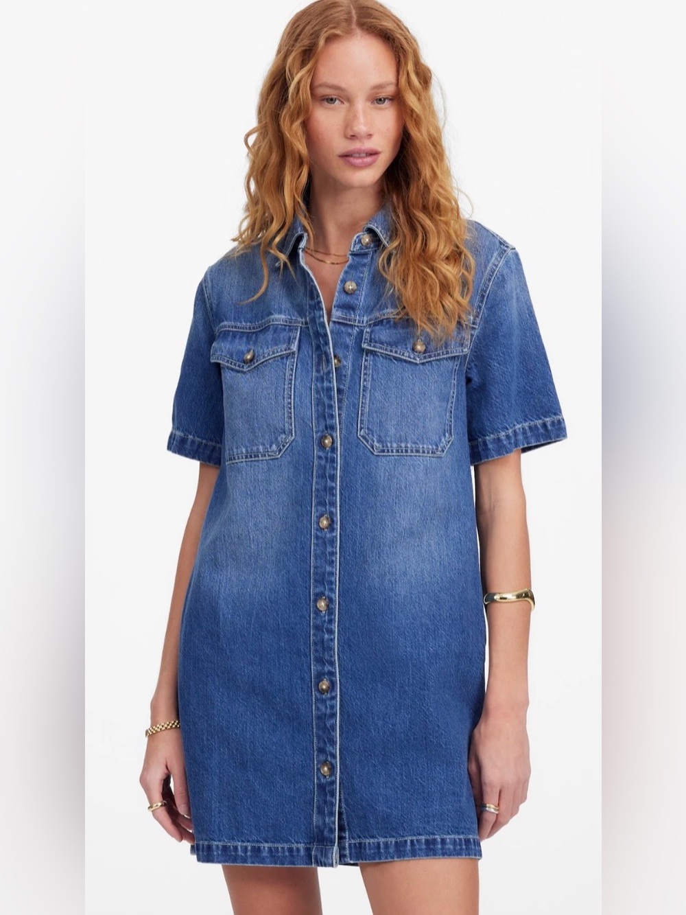 Madewell Denim Boxy Shirt Dress Size M Trendy Closet Staple Timeless Casual NWOT